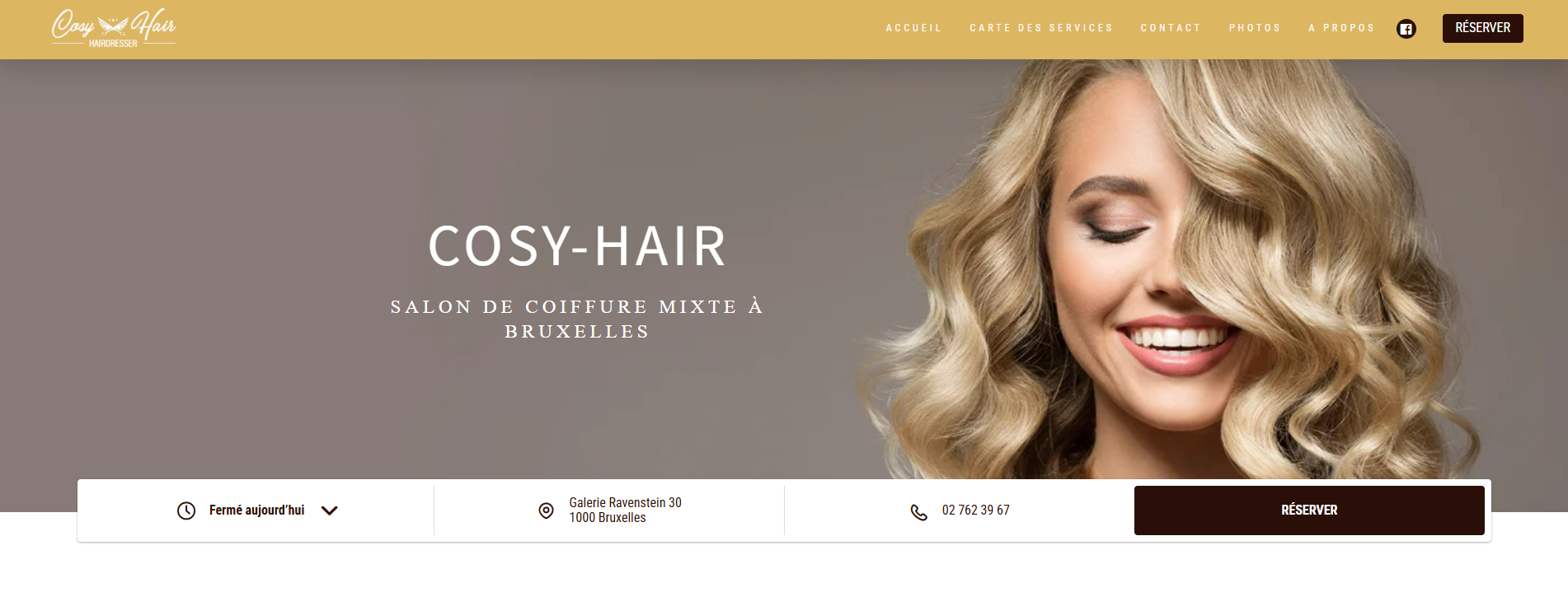 Site web Cosy Hair Bruxelles - développé par Ayoub Studio